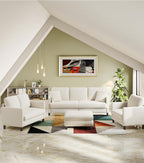 Loveseat Sofa, 51" Small Sofa Couch for Bedroom, Comfy Teddy Love Seat, Tool-Free Setup Sofas for Living Room, All-Wood Small Couches for Small Spaces, Small Couch No Pillow Include, Beige - Grand Goldman