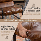 LukeAlon Modern PU Leather Accent Armchair, Upholstered Soft Living Room Chair with Black Metal Frame Thickened Cushion Single Sofa Chair Comfy Lounge Chair for Bedroom Living Room, Brown - Grand Goldman