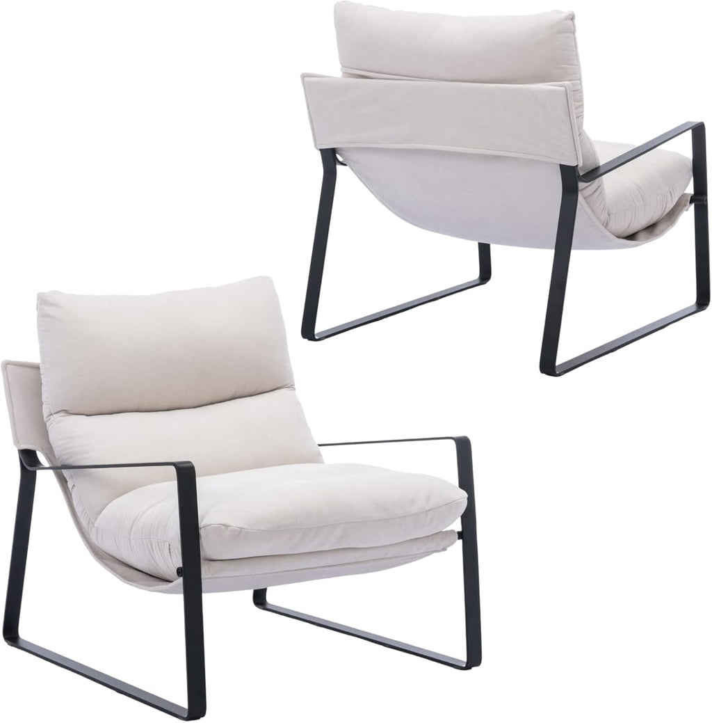 LukeAlon Modern PU Leather Accent Armchair, Upholstered Soft Living Room Chair with Black Metal Frame Thickened Cushion Single Sofa Chair Comfy Lounge Chair for Bedroom Living Room, Brown - Grand Goldman