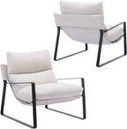 LukeAlon Modern PU Leather Accent Armchair, Upholstered Soft Living Room Chair with Black Metal Frame Thickened Cushion Single Sofa Chair Comfy Lounge Chair for Bedroom Living Room, Brown - Grand Goldman