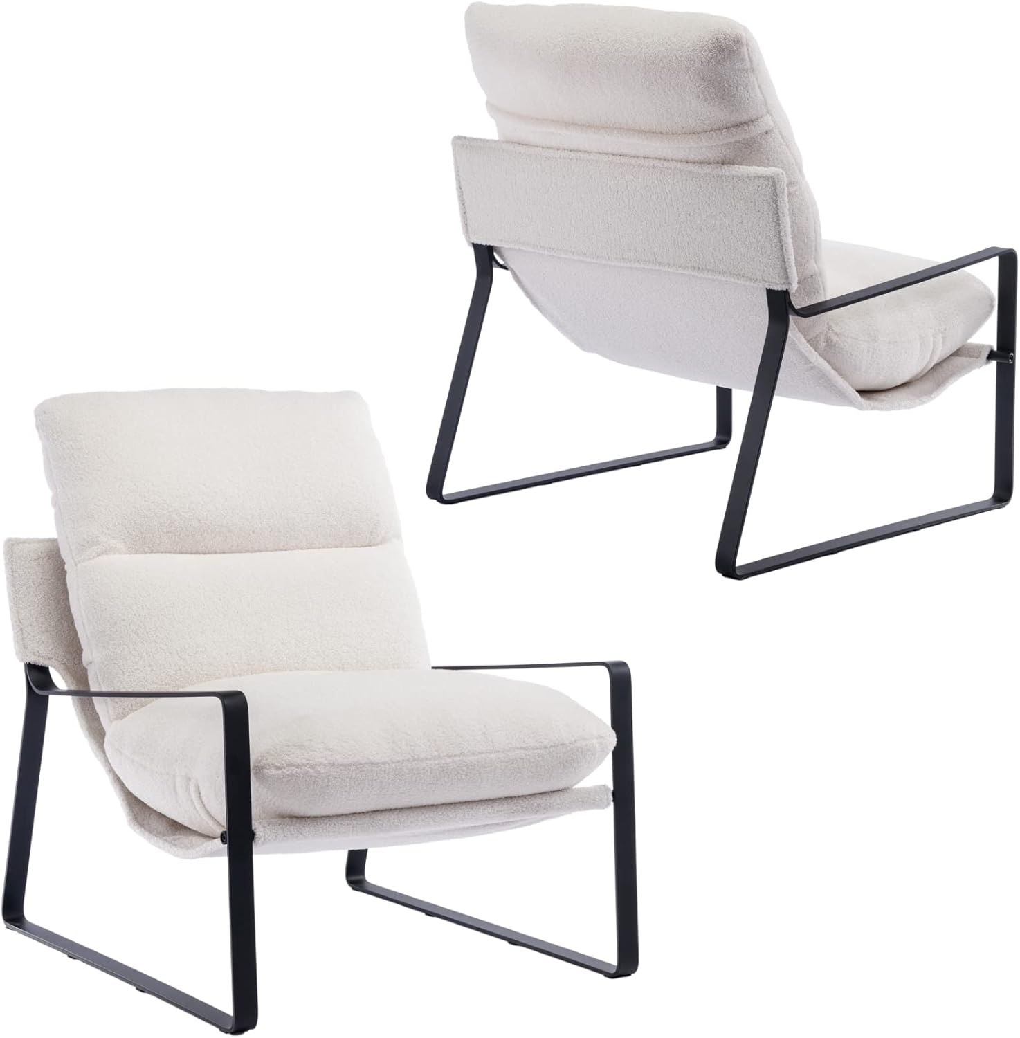 LukeAlon Modern PU Leather Accent Armchair, Upholstered Soft Living Room Chair with Black Metal Frame Thickened Cushion Single Sofa Chair Comfy Lounge Chair for Bedroom Living Room, Brown - Grand Goldman