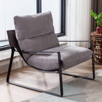 LukeAlon Modern PU Leather Accent Armchair, Upholstered Soft Living Room Chair with Black Metal Frame Thickened Cushion Single Sofa Chair Comfy Lounge Chair for Bedroom Living Room, Brown - Grand Goldman