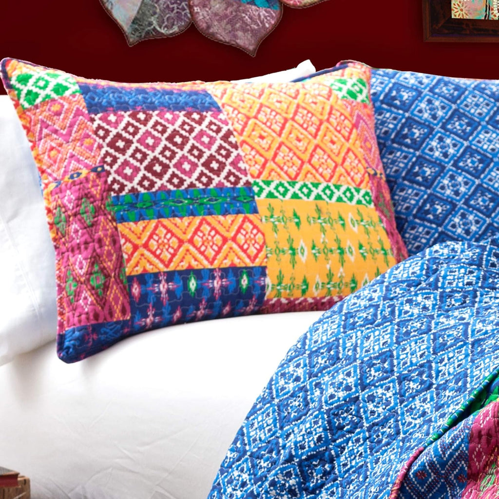 Lush Decor Misha 3-Piece Quilt Set, Fuchsia, Full/Queen, Fuchisa/Navy - Grand Goldman