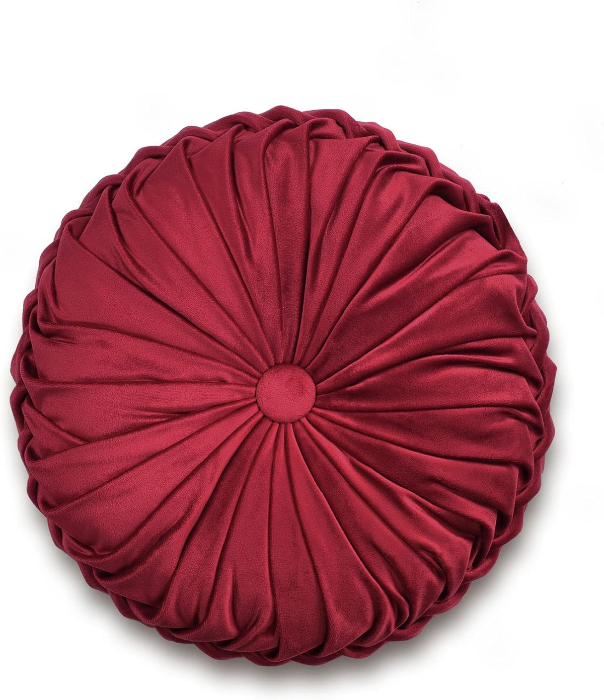 Lush Decor Round Pleated Soft Velvet Decorative Throw Pillow, 1 Count, 15" Diameter, White - Plush Round Pillow, Seat Cushion, Decorative Pillows For Bed, Couch, Or Chair - Grand Goldman