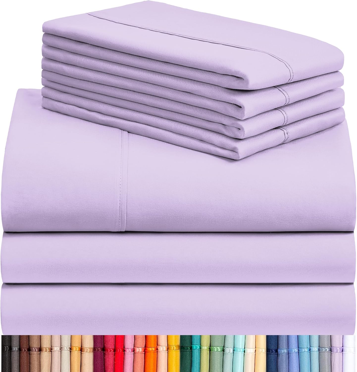 LuxClub 6 PC Queen Sheet Set, Bed Sheets Queen Size, Deep Pockets 18" Eco Friendly Wrinkle Free Cooling Bed Sheets Machine Washable Hotel Bedding Silky Soft - White Queen - Grand Goldman