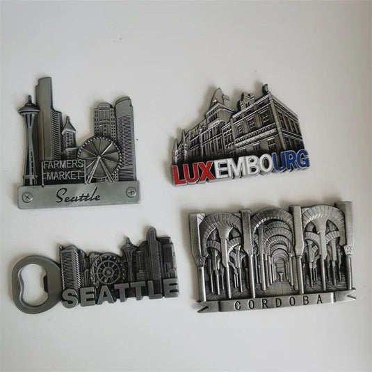 Luxembourg Cordoba Morocco Switzerland Italy Paris Portugal Seattle-opener Metal magnet fridge stickers - Grand Goldman
