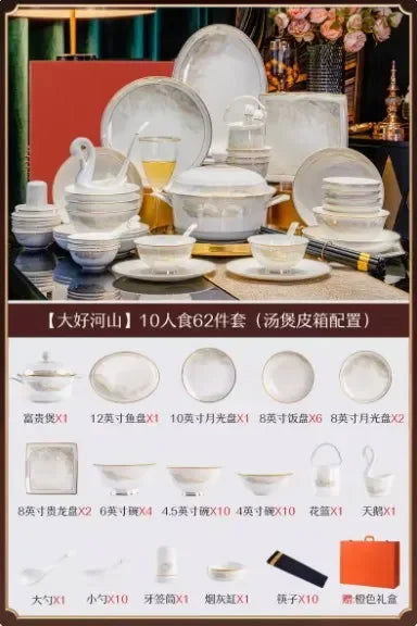 Luxury Dinner Plates White Sets Korean Ceramic Plates Utensils Kitchen  Decoration And Table Accessories - Grand Goldman