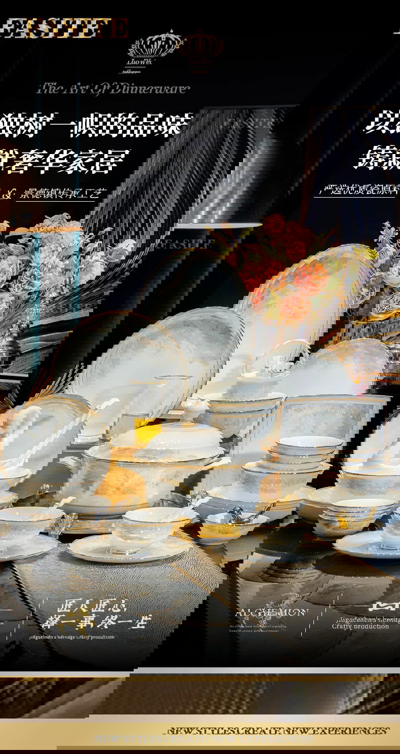 Luxury Dinner Plates White Sets Korean Ceramic Plates Utensils Kitchen  Decoration And Table Accessories - Grand Goldman