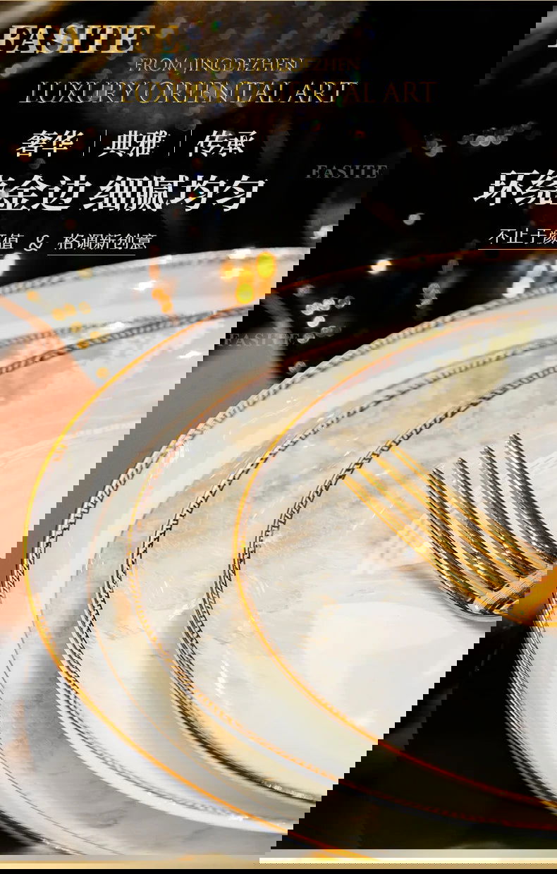 Luxury Dinner Plates White Sets Korean Ceramic Plates Utensils Kitchen  Decoration And Table Accessories - Grand Goldman