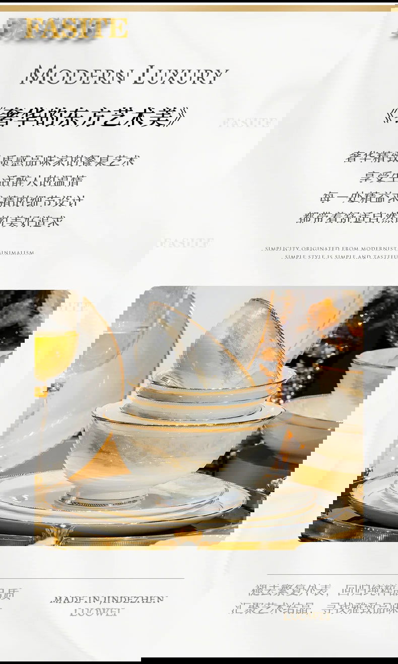 Luxury Dinner Plates White Sets Korean Ceramic Plates Utensils Kitchen  Decoration And Table Accessories - Grand Goldman