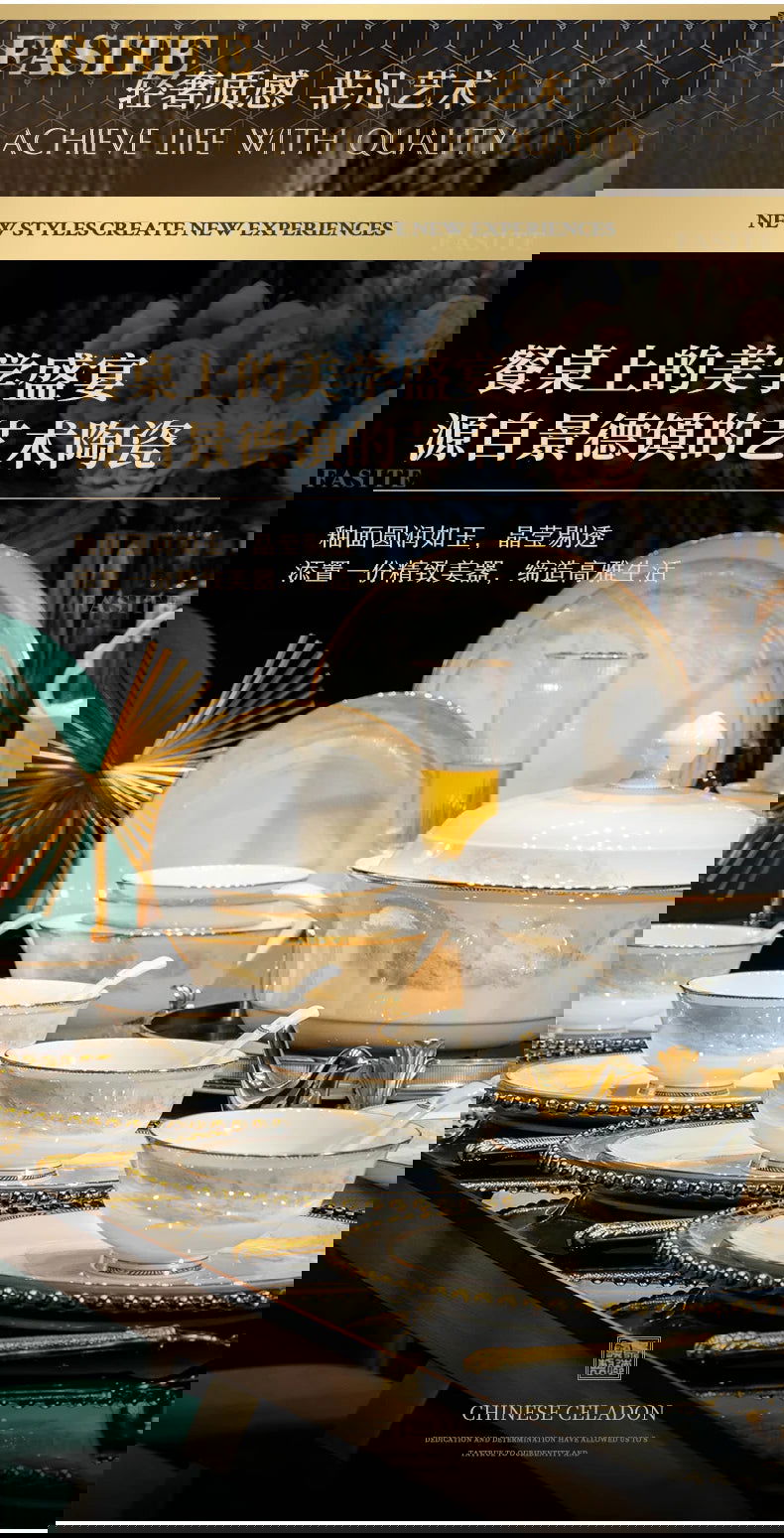 Luxury Dinner Plates White Sets Korean Ceramic Plates Utensils Kitchen  Decoration And Table Accessories - Grand Goldman