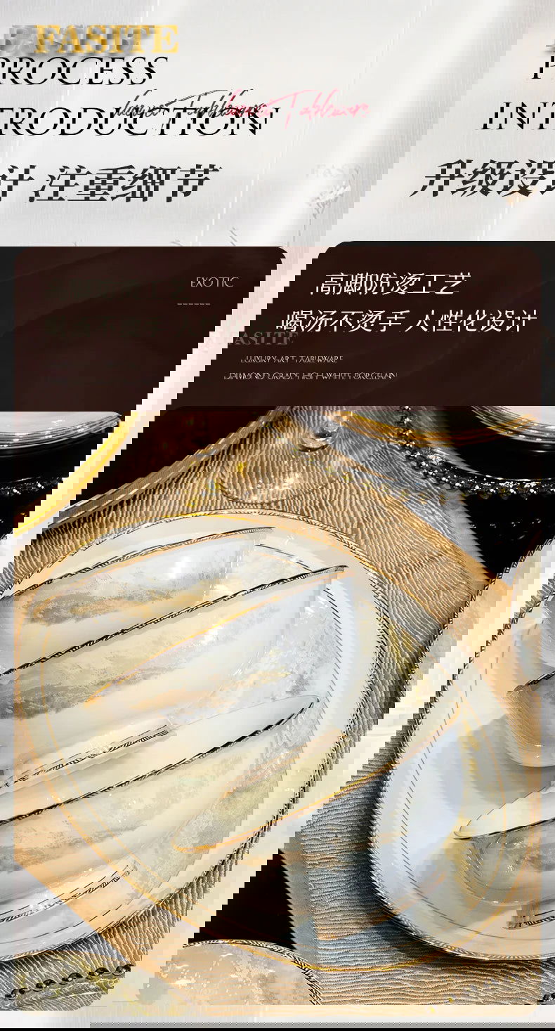 Luxury Dinner Plates White Sets Korean Ceramic Plates Utensils Kitchen  Decoration And Table Accessories - Grand Goldman