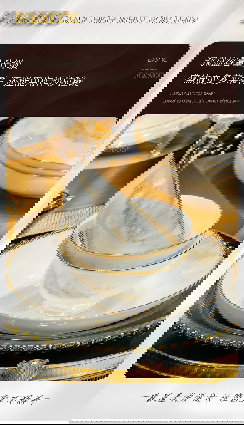 Luxury Dinner Plates White Sets Korean Ceramic Plates Utensils Kitchen  Decoration And Table Accessories - Grand Goldman