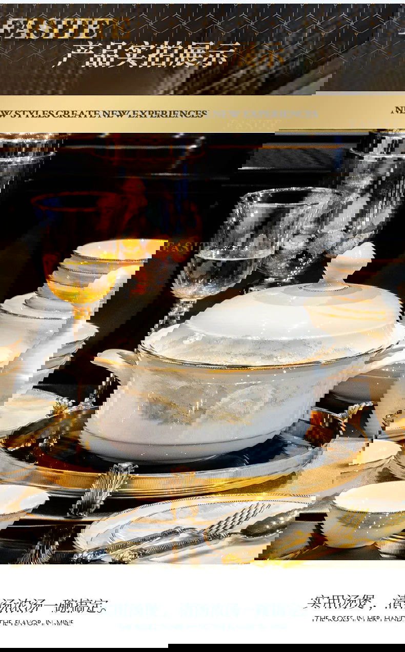 Luxury Dinner Plates White Sets Korean Ceramic Plates Utensils Kitchen  Decoration And Table Accessories - Grand Goldman