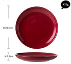 Luxury Red Glaze Ceramic Dinner Sets Kitchen Utensils Porcelain Salad Serving Plate Dish Bowl Restaurant Dining Table Home Decor - Grand Goldman