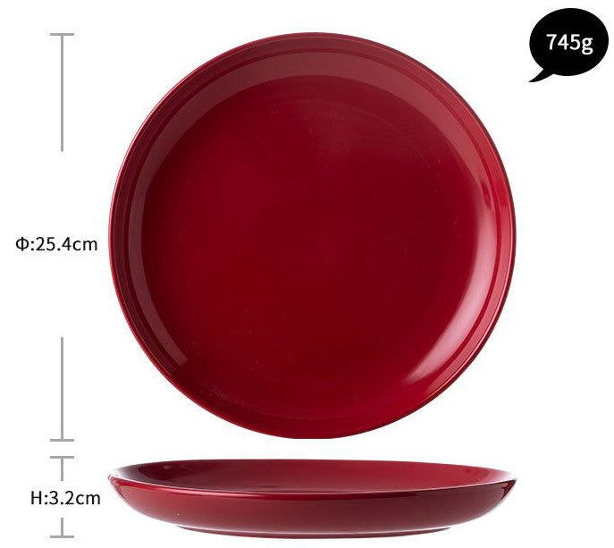 Luxury Red Glaze Ceramic Dinner Sets Kitchen Utensils Porcelain Salad Serving Plate Dish Bowl Restaurant Dining Table Home Decor - Grand Goldman