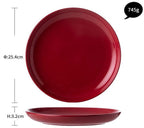 Luxury Red Glaze Ceramic Dinner Sets Kitchen Utensils Porcelain Salad Serving Plate Dish Bowl Restaurant Dining Table Home Decor - Grand Goldman