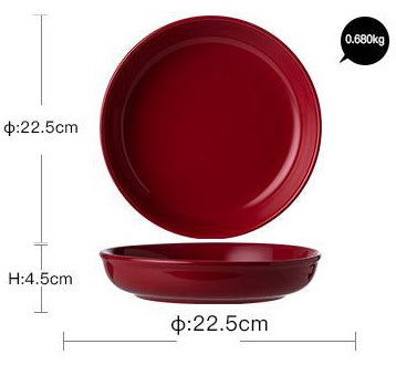 Luxury Red Glaze Ceramic Dinner Sets Kitchen Utensils Porcelain Salad Serving Plate Dish Bowl Restaurant Dining Table Home Decor - Grand Goldman