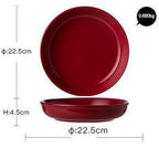 Luxury Red Glaze Ceramic Dinner Sets Kitchen Utensils Porcelain Salad Serving Plate Dish Bowl Restaurant Dining Table Home Decor - Grand Goldman