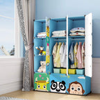 MAGINELS Kids Closet,Baby Wardrobe Closet with Door,Cute Portable Armoire Dresser,Clothes Hanging Storage Rack for Boy Bedroom,Blue,12 Cube(14x14inch) - Grand Goldman
