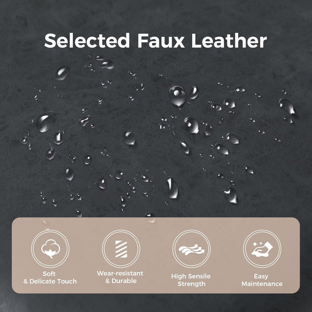 MAISON ARTS Black Counter Height 24" Bar Stools Set of 2 for Kitchen Counter Backless Modern Square Barstools Upholstered Faux Leather Stools Farmhouse Island Chairs, (24 Inch,Black) - Grand Goldman