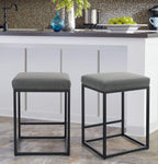 MAISON ARTS Black Counter Height 24" Bar Stools Set of 2 for Kitchen Counter Backless Modern Square Barstools Upholstered Faux Leather Stools Farmhouse Island Chairs, (24 Inch,Black) - Grand Goldman
