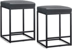 MAISON ARTS Black Counter Height 24" Bar Stools Set of 2 for Kitchen Counter Backless Modern Square Barstools Upholstered Faux Leather Stools Farmhouse Island Chairs, (24 Inch,Black) - Grand Goldman