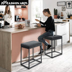 MAISON ARTS Black Counter Height 24" Bar Stools Set of 2 for Kitchen Counter Backless Modern Square Barstools Upholstered Faux Leather Stools Farmhouse Island Chairs, (24 Inch,Black) - Grand Goldman