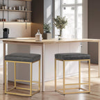 MAISON ARTS Black Counter Height 24" Bar Stools Set of 2 for Kitchen Counter Backless Modern Square Barstools Upholstered Faux Leather Stools Farmhouse Island Chairs, (24 Inch,Black) - Grand Goldman