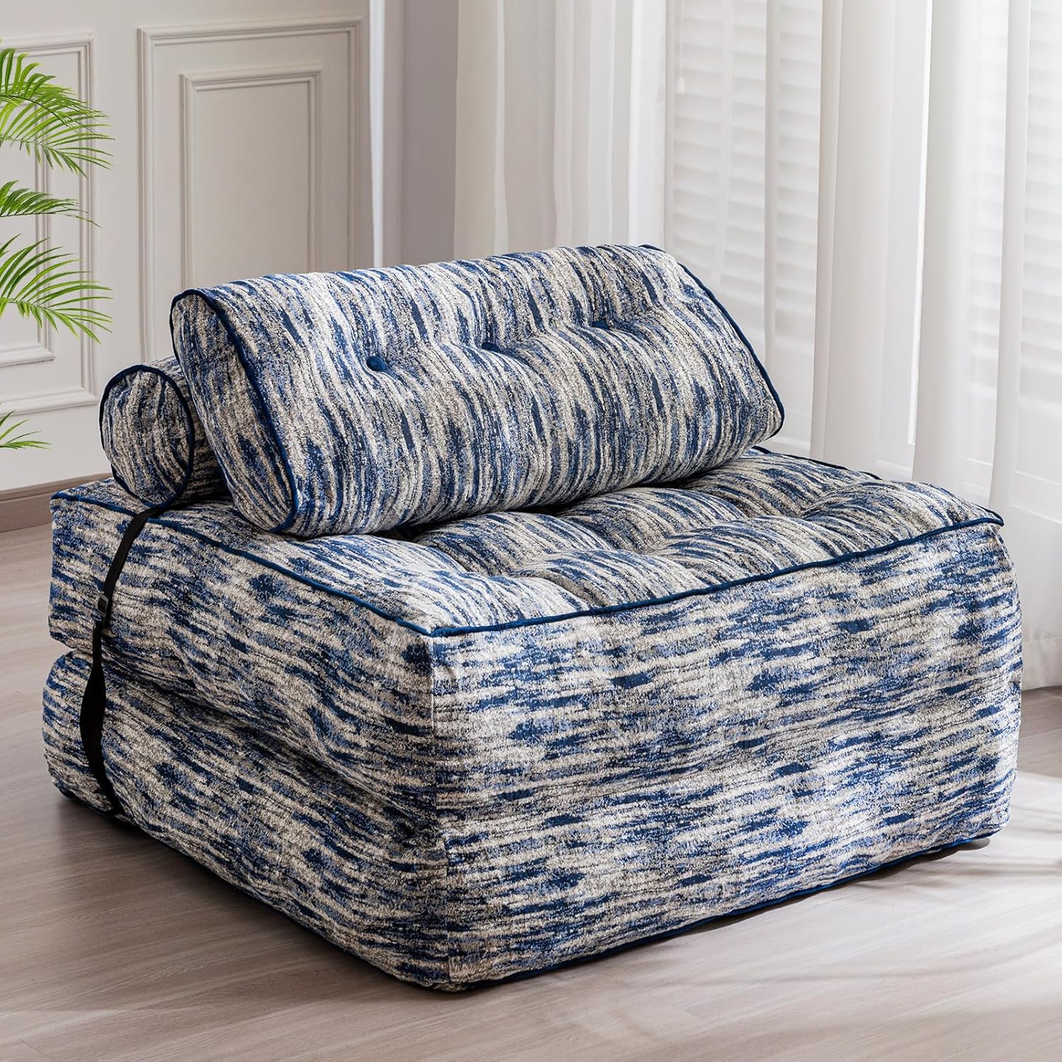 MAXYOYO Folding Sofa Bed, Convertible Sleeper Chair with Pillow Foldable Mattress with Back Support, Portable Fold Out Chair Bed Comfy Floor Sofa Lounge for Living Room Bedroom, Dark Grey, Single - Grand Goldman