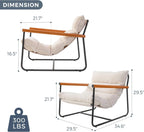 MAXYOYO Sherpa Accent Chair, Boucle Arm Chair Living Room Chair, Reading Accent Chair, Mid Century Modern Bedroom Chair,Teddy Armchair Wooden Arms Metal Frame - Grand Goldman