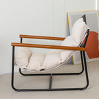 MAXYOYO Sherpa Accent Chair, Boucle Arm Chair Living Room Chair, Reading Accent Chair, Mid Century Modern Bedroom Chair,Teddy Armchair Wooden Arms Metal Frame - Grand Goldman