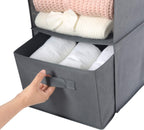 MAX Houser 4-Shelf Hanging Closet Organizer, Space Saver, Cloth Hanging Shelves with 2 Side Pockets, Foldable (Grey) - Grand Goldman