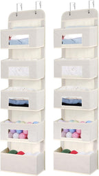 MAX Houser 5 Shelf Hanging Closet Organizer, Space Saver, Cloth Hanging Shelves with 4 Side Pockets, Foldable, Beige - Grand Goldman