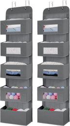 MAX Houser 5 Shelf Hanging Closet Organizer, Space Saver, Cloth Hanging Shelves with 4 Side Pockets, Foldable, Beige - Grand Goldman