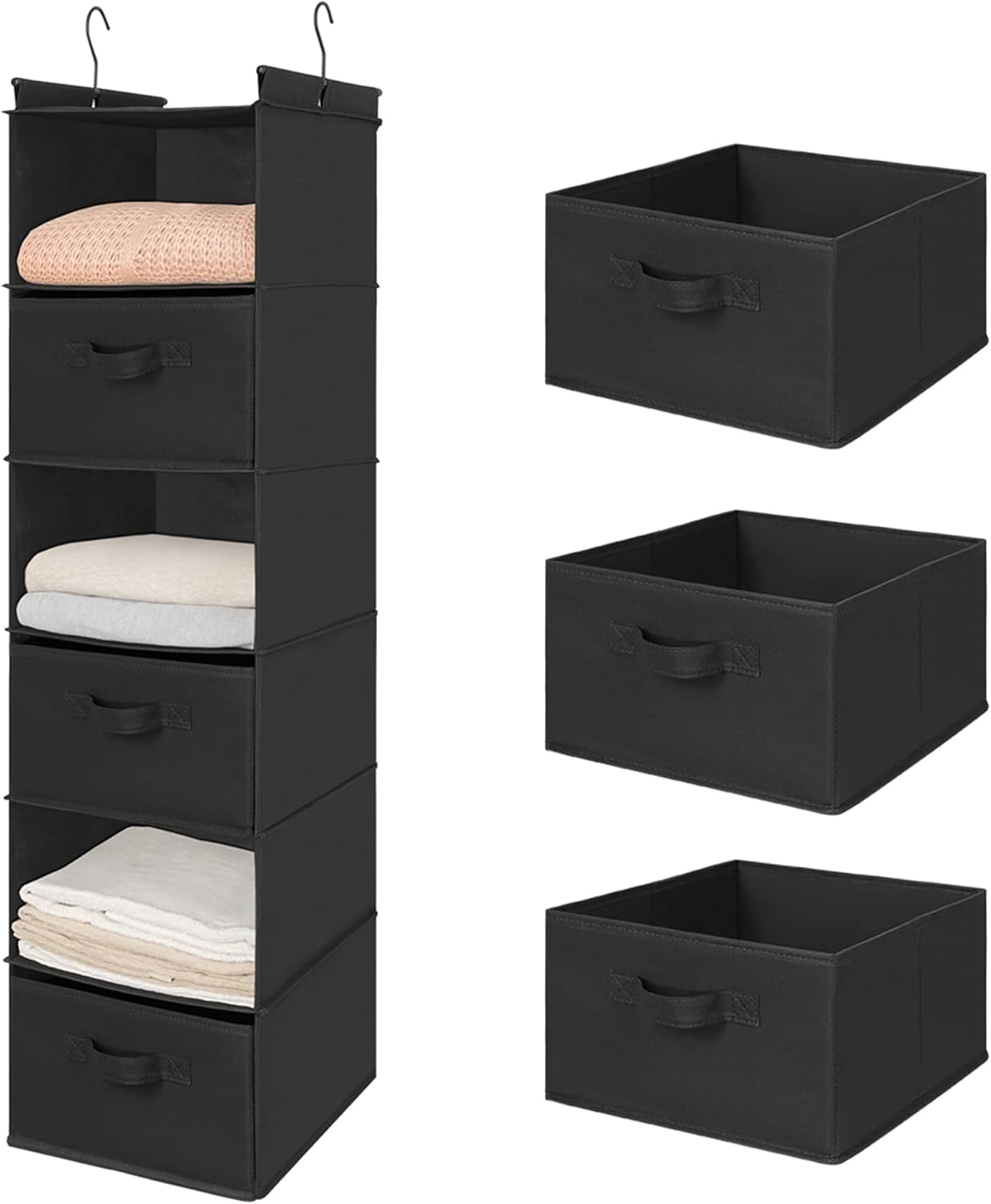 MAX Houser 6 Tier Shelf Hanging Closet Organizer, Closet Hanging Shelf with 2 Sturdy Hooks for Storage, Foldable (Grey) - Grand Goldman