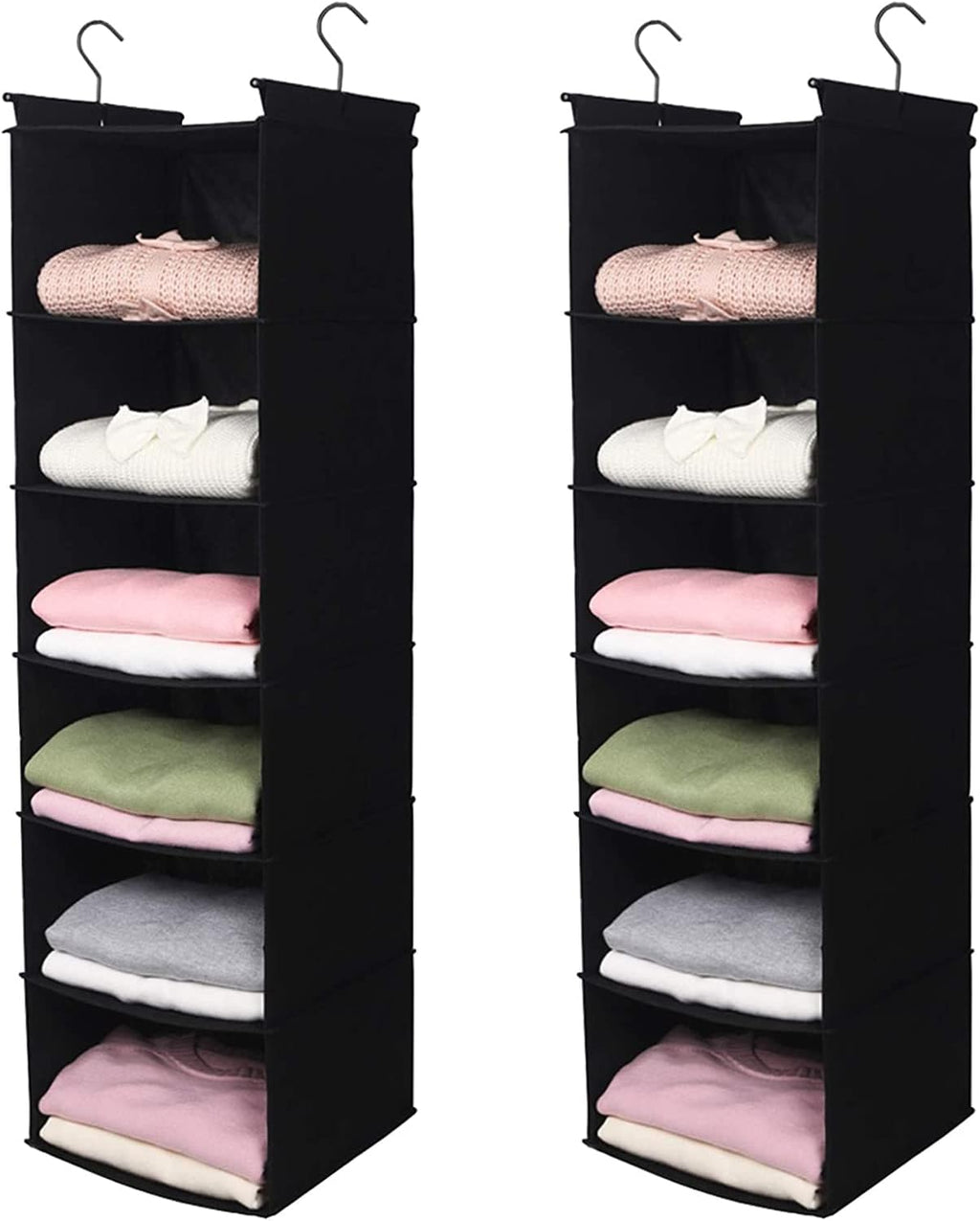 MAX Houser 6 Tier Shelf Hanging Closet Organizer, Closet Hanging Shelf with 2 Sturdy Hooks for Storage, Foldable (Grey) - Grand Goldman