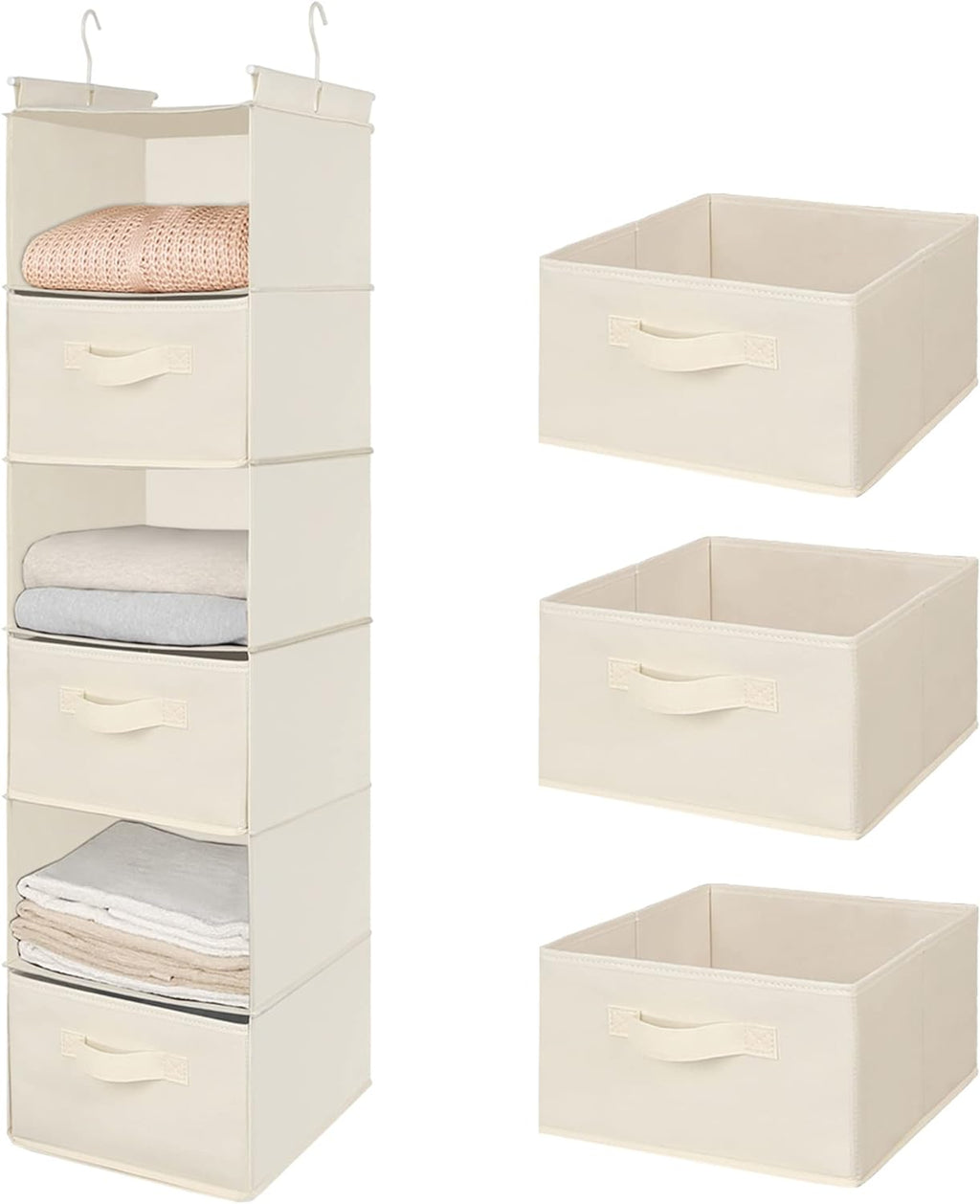 MAX Houser 6 Tier Shelf Hanging Closet Organizer, Closet Hanging Shelf with 2 Sturdy Hooks for Storage, Foldable (Grey) - Grand Goldman