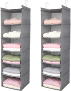 MAX Houser 6 Tier Shelf Hanging Closet Organizer, Closet Hanging Shelf with 2 Sturdy Hooks for Storage, Foldable (Grey) - Grand Goldman