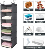 MAX Houser 6 Tier Shelf Hanging Closet Organizer, Closet Hanging Shelf with 2 Sturdy Hooks for Storage, Foldable (Grey) - Grand Goldman