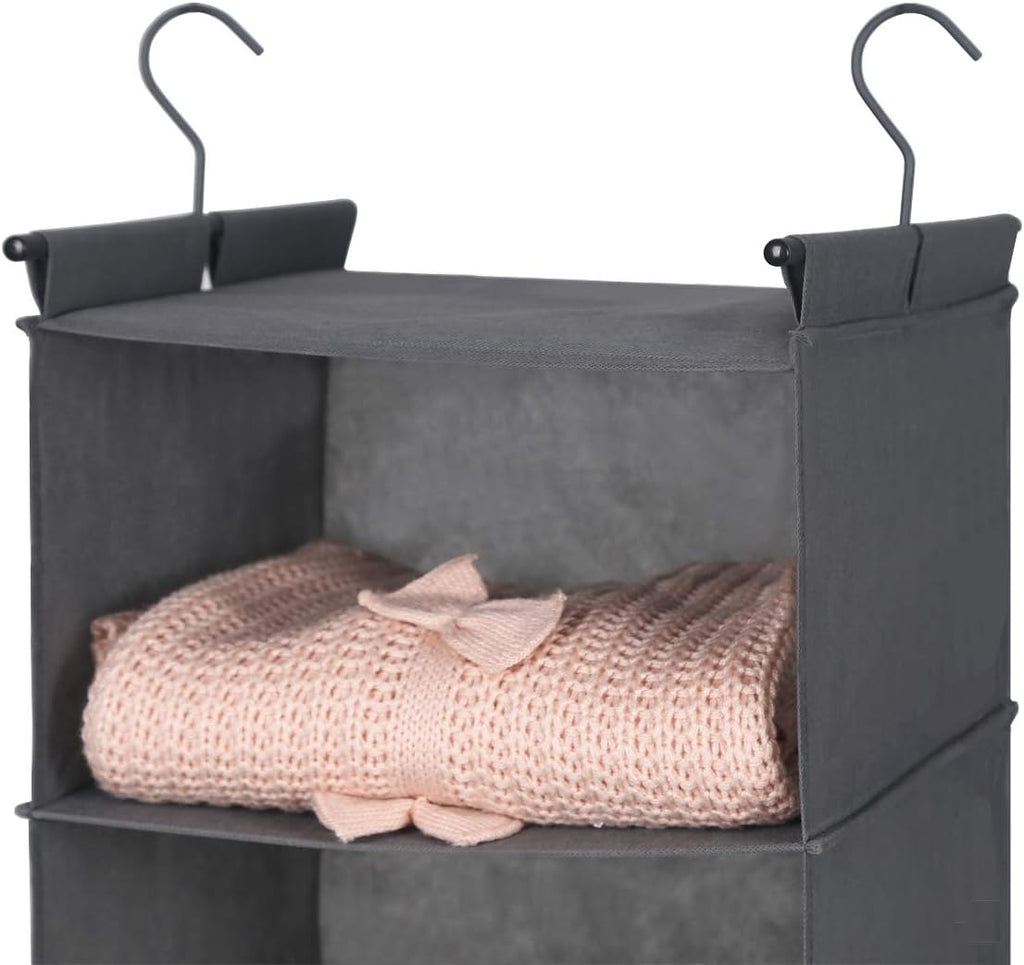 MAX Houser 6 Tier Shelf Hanging Closet Organizer, Closet Hanging Shelf with 2 Sturdy Hooks for Storage, Foldable (Grey) - Grand Goldman