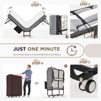MELLCOM Folding Bed with Mattress,Portable Rollaway Guest Bed for Adults with 5 Inch Foam Mattress,Single Cot Size Foldable Bed with Metal Frame&Bed Side Pocket,75” x 31” - Grand Goldman