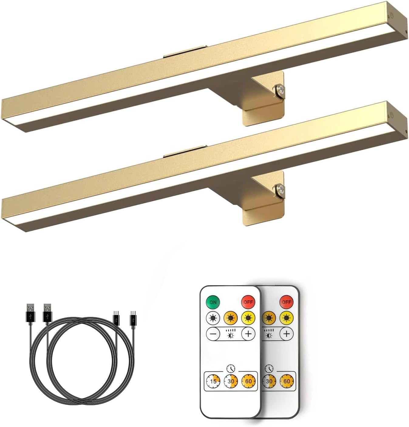 MIOBLUE Wireless Picture Lights,Rechargeable Battery Art Display Light with Remote Control, Dimmable/Timer Off Dartboard Light, 16 Inch Full Metal Accent Light with 40LEDs for Paintings,Picture,Frame - Grand Goldman