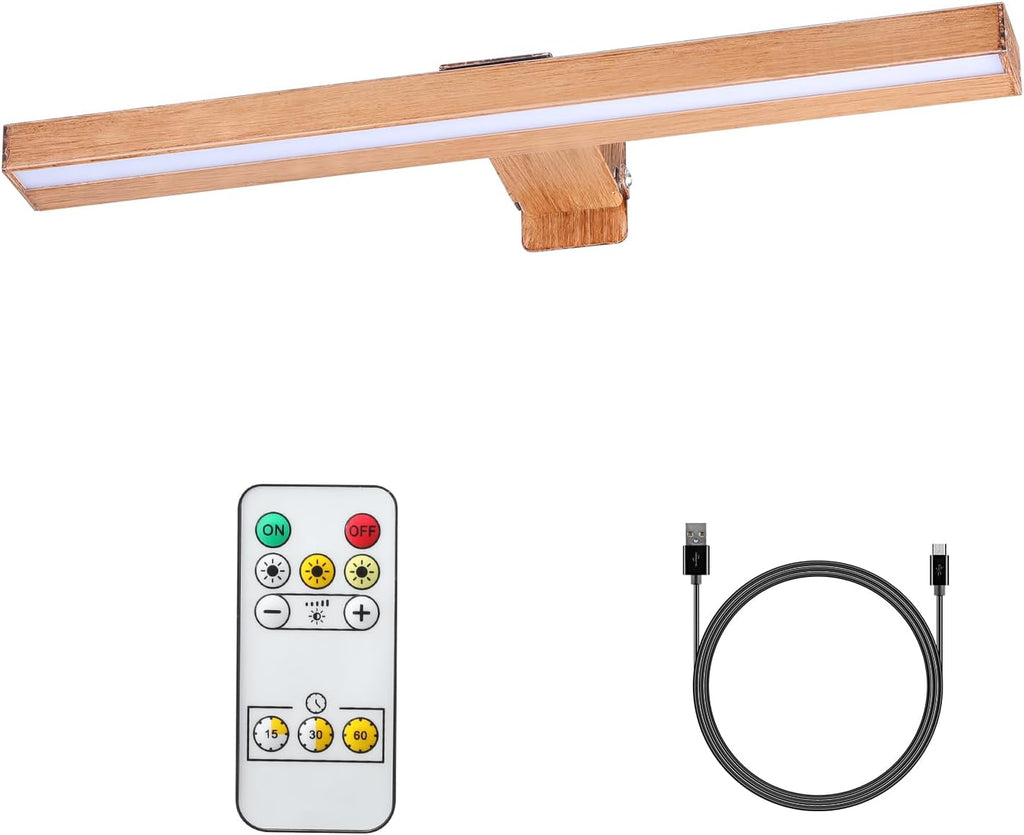 MIOBLUE Wireless Picture Lights,Rechargeable Battery Art Display Light with Remote Control, Dimmable/Timer Off Dartboard Light, 16 Inch Full Metal Accent Light with 40LEDs for Paintings,Picture,Frame - Grand Goldman