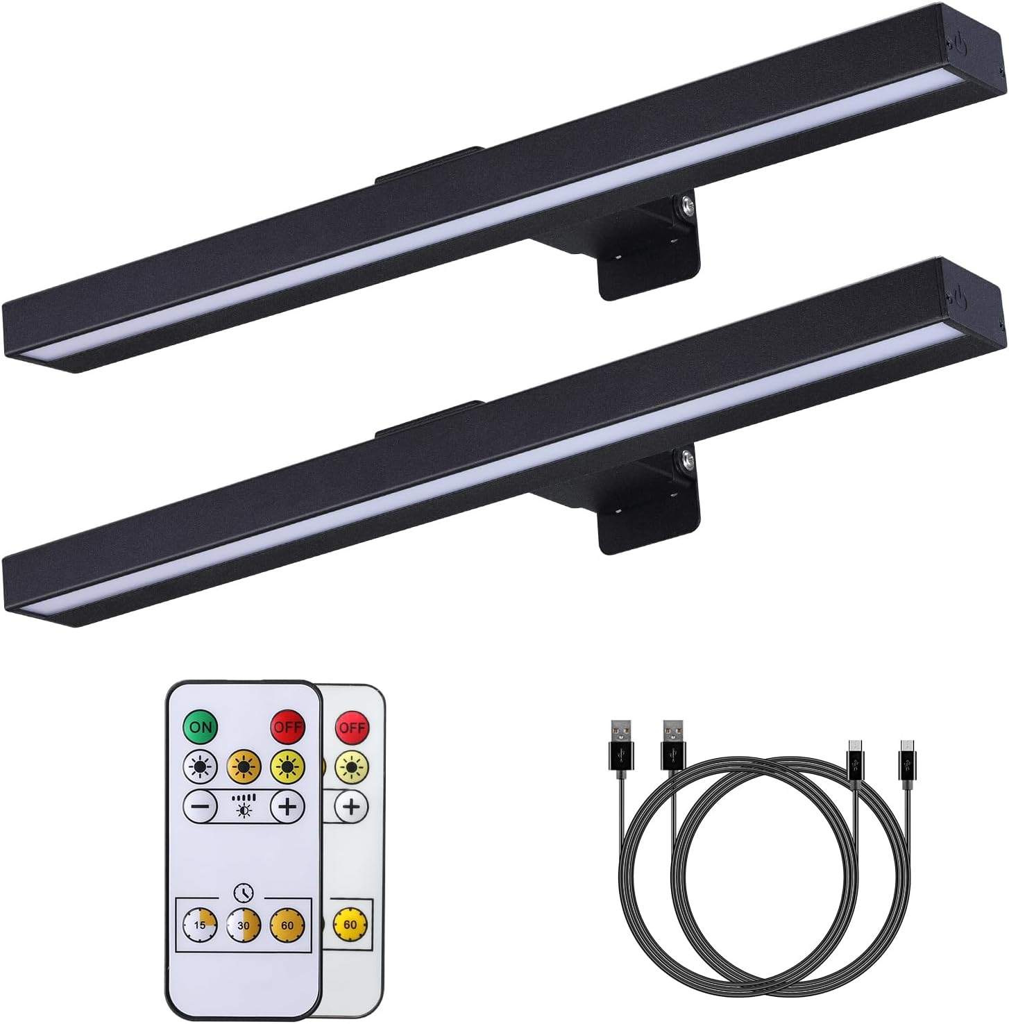 MIOBLUE Wireless Picture Lights,Rechargeable Battery Art Display Light with Remote Control, Dimmable/Timer Off Dartboard Light, 16 Inch Full Metal Accent Light with 40LEDs for Paintings,Picture,Frame - Grand Goldman