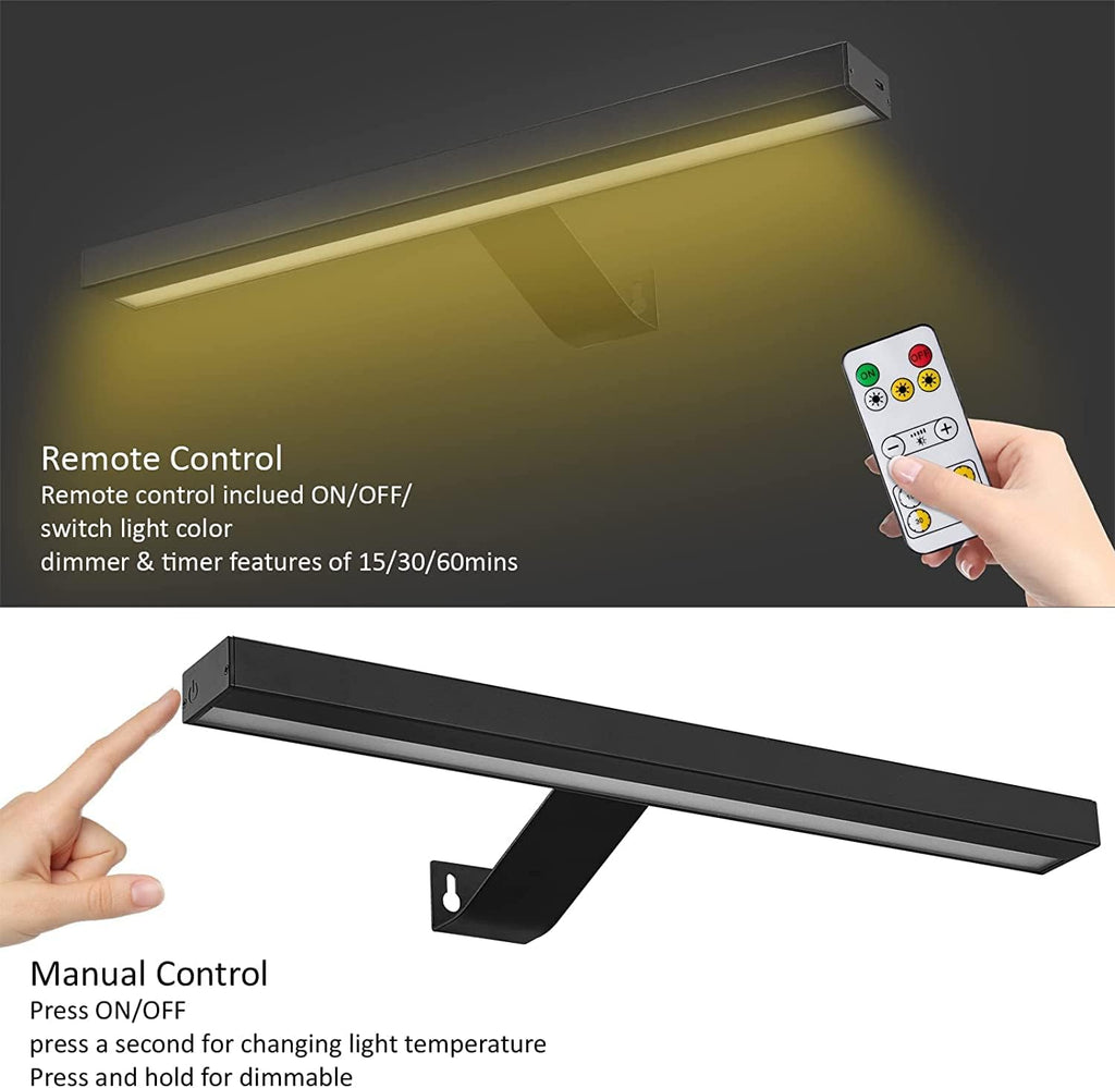 MIOBLUE Wireless Picture Lights,Rechargeable Battery Art Display Light with Remote Control, Dimmable/Timer Off Dartboard Light, 16 Inch Full Metal Accent Light with 40LEDs for Paintings,Picture,Frame - Grand Goldman