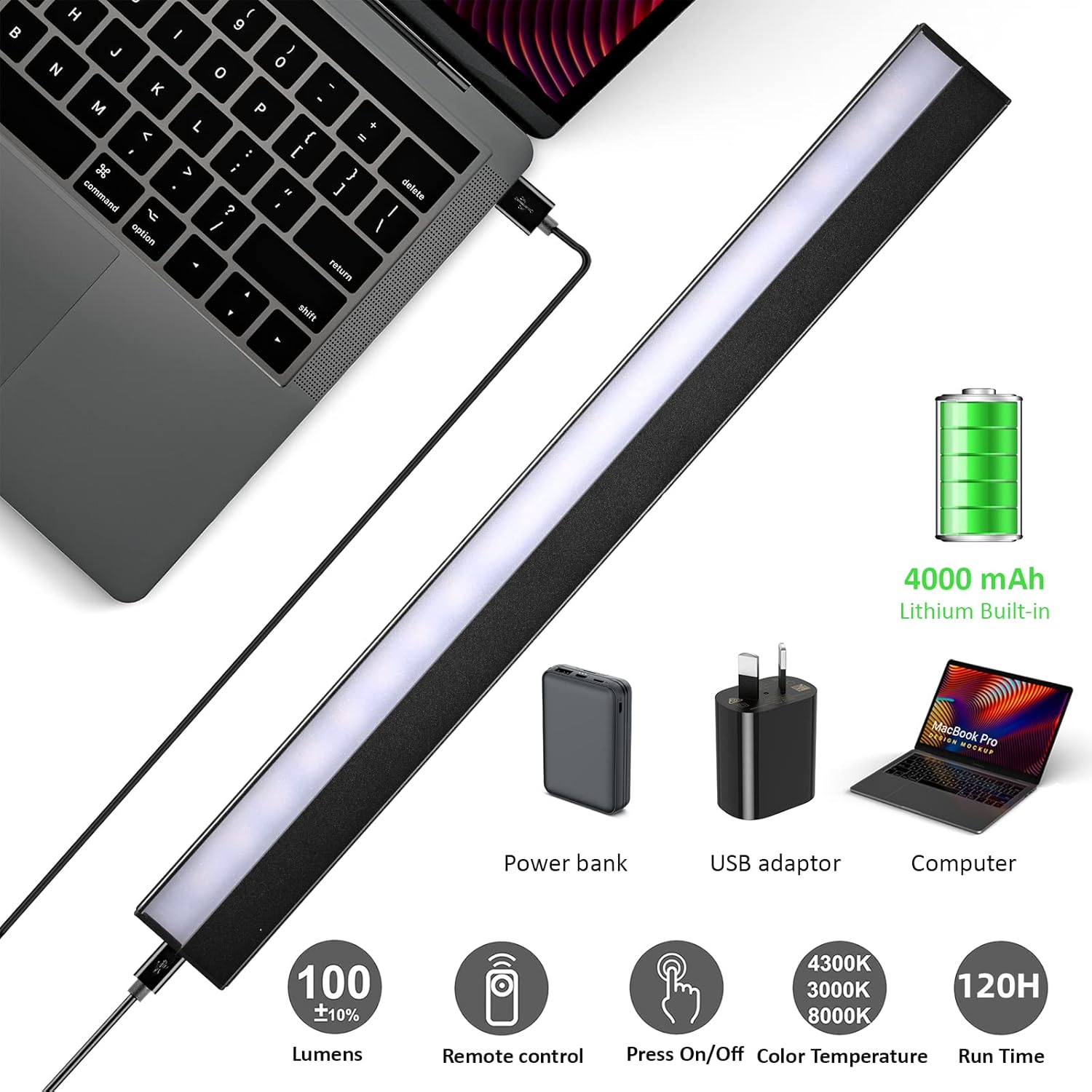 MIOBLUE Wireless Picture Lights,Rechargeable Battery Art Display Light with Remote Control, Dimmable/Timer Off Dartboard Light, 16 Inch Full Metal Accent Light with 40LEDs for Paintings,Picture,Frame - Grand Goldman