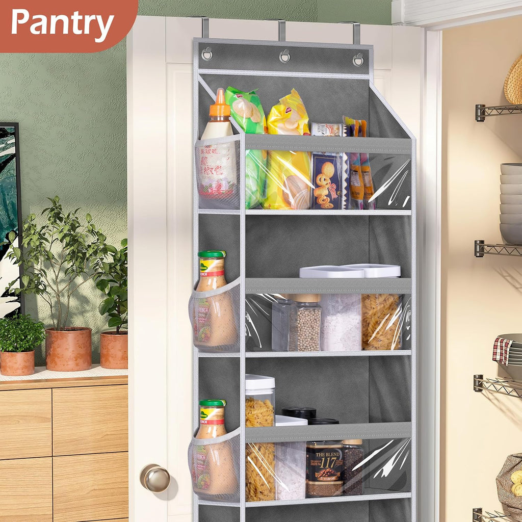 MISSLO Over the Door Organizer Hanging Storage with 6 Large Pockets 12 Side Pockets Closet Door Organizer Heavy Duty Baby Organization for Bathroom, Pantry, Bedroom, Nursery, Clothes, Toys, Diapers - Grand Goldman