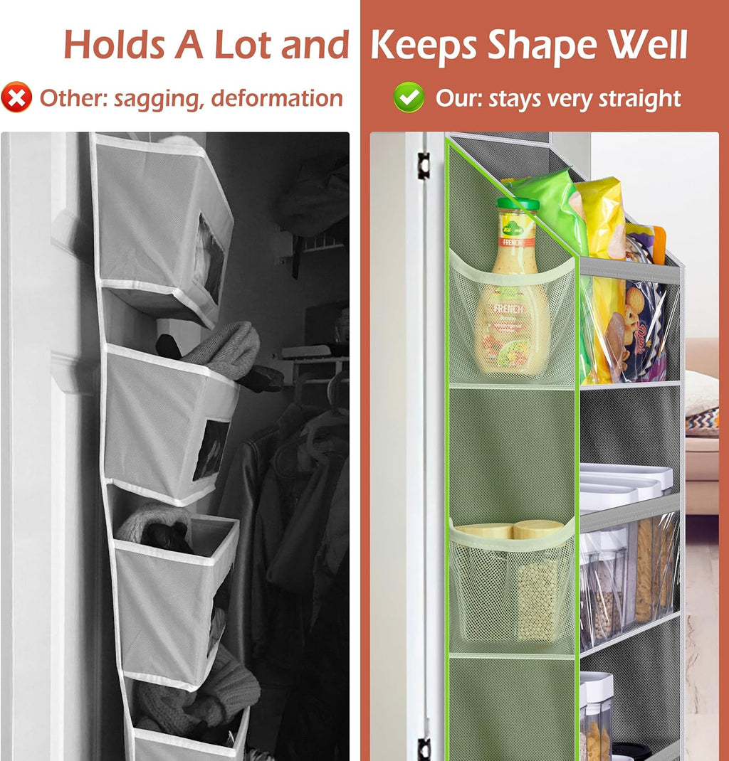 MISSLO Over the Door Organizer Hanging Storage with 6 Large Pockets 12 Side Pockets Closet Door Organizer Heavy Duty Baby Organization for Bathroom, Pantry, Bedroom, Nursery, Clothes, Toys, Diapers - Grand Goldman