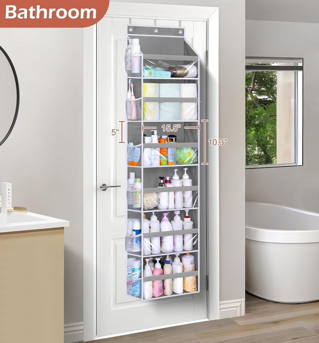 MISSLO Over the Door Organizer Hanging Storage with 6 Large Pockets 12 Side Pockets Closet Door Organizer Heavy Duty Baby Organization for Bathroom, Pantry, Bedroom, Nursery, Clothes, Toys, Diapers - Grand Goldman